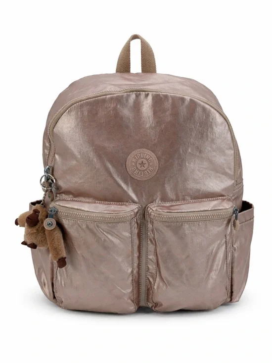Kipling Charnell 11.5" LapTop Rose Gold Metallic Backpack with Monkey Charm - Picture 3 of 17